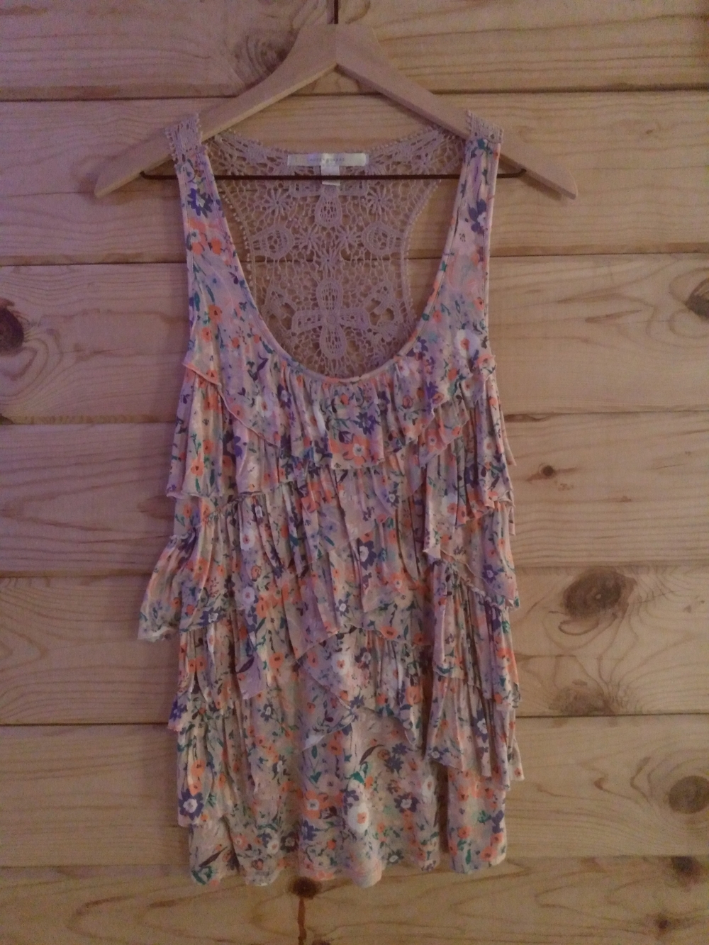 LC Lauren Conrad Floral Ruffle Tank Top Multicolor Size Large